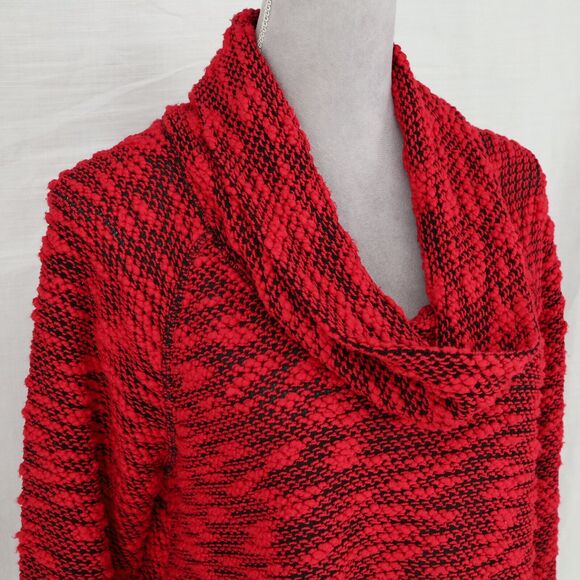 Ruby Rd Sweater Womens Large Black Red Cowl Neck Chunky Knit Pullover Oversized - Picture 6 of 12